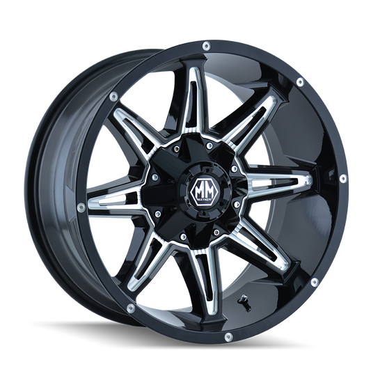 Mayhem 8090 Rampage - 20x9 0mm 8x165.1 Gloss Black Milled Wheel | 8090-2981M
