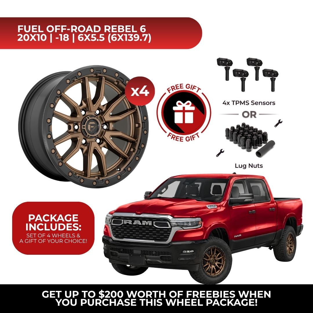 Fuel D681 Rebel 20x10 6x139.7 4pcs | Fits RAM 1500 | Free TPMS Sensors or Lug Nuts