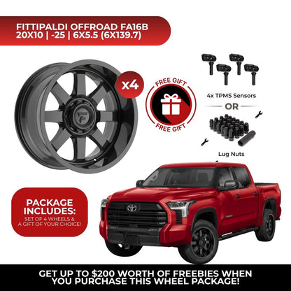 Fittipaldi Offroad FA16B 20x10 6x139.7 4pcs | Fits Toyota Tundra | Free TPMS Sensors or Lug Nuts