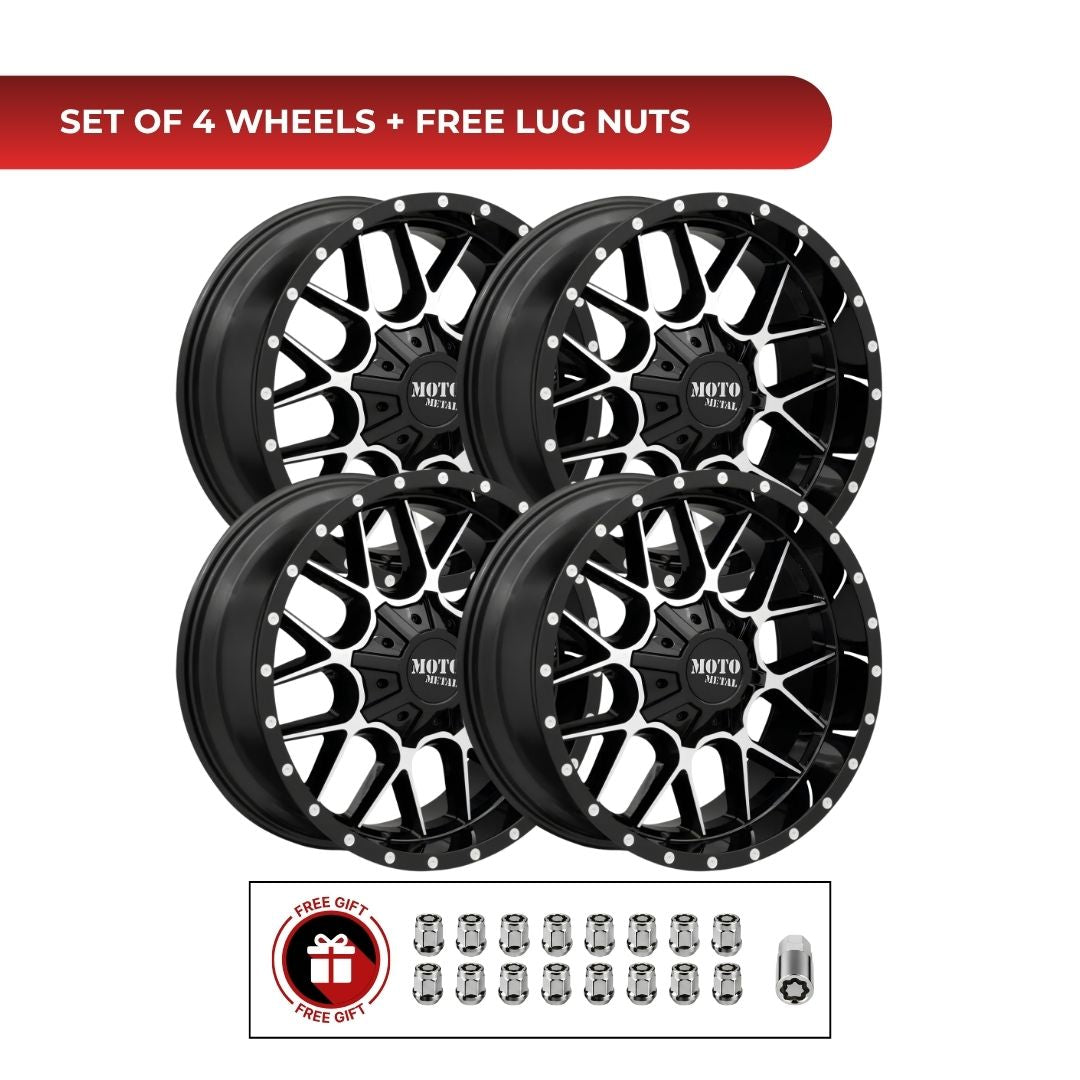 Moto Metal MO986 Siege 20x10 6x139.7 GBM 4pcs | Fits GMC Sierra 1500 | Free TPMS Sensors or Lug Nuts