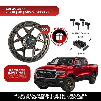 4Play 4P55 20x10 6x139.7 Bronze 4pcs | Fits RAM 1500 | Free TPMS Sensors or Lug Nuts