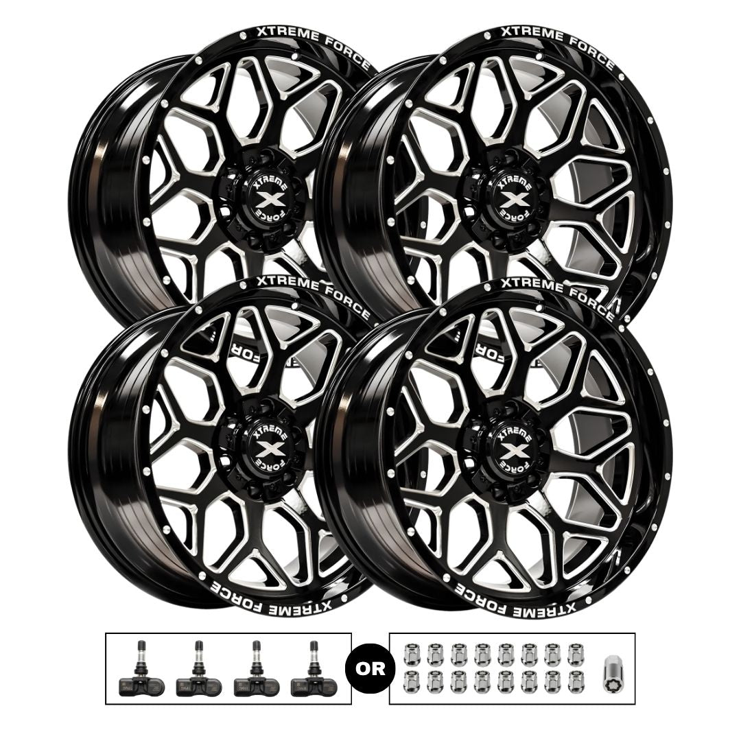 Xtreme Force XF-12 20x10 5x127 4pcs | Fits Jeep Wrangler | Free TPMS Sensors or Lug Nuts