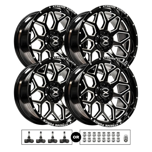 Xtreme Force XF-12 20x10 5x127 4pcs | Fits Jeep Wrangler | Free TPMS Sensors or Lug Nuts