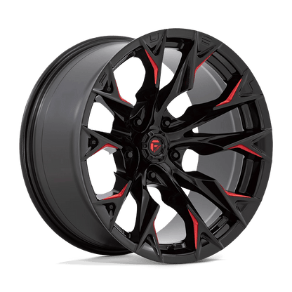 Fuel 1PC D823 FLAME 20X10 -18 5X127 GLOSS BLACK MILLED WITH CANDY RED