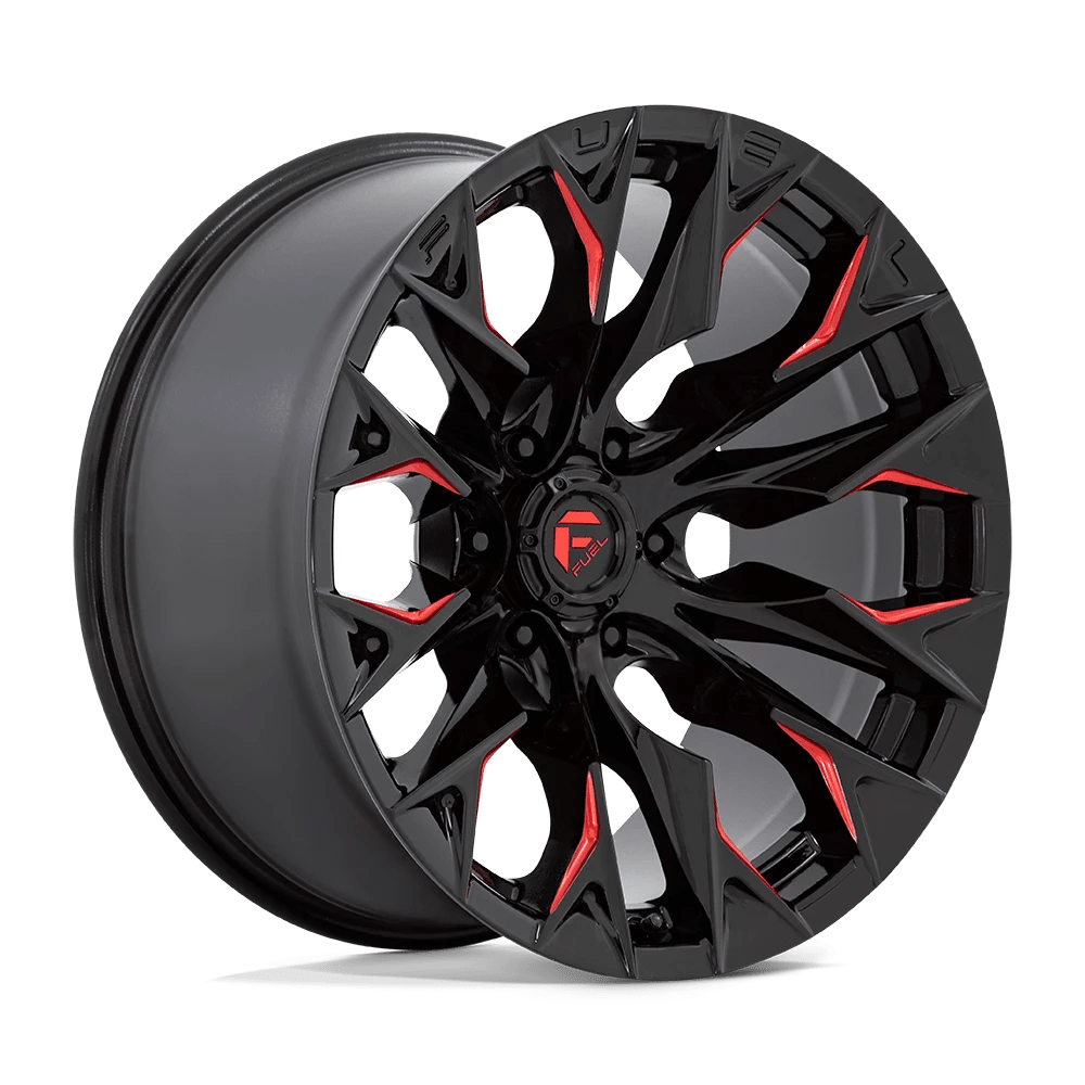 Fuel 1PC D823 FLAME 20X10 -18 6X135 GLOSS BLACK MILLED WITH CANDY RED