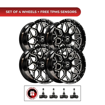 Xtreme Force XF-12 20x10 5x127 4pcs | Fits Jeep Wrangler | Free TPMS Sensors or Lug Nuts