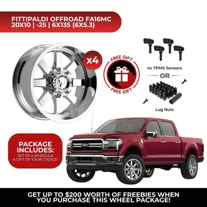 Fittipaldi Offroad FA16MC 20x10 6x135 4pcs | Fits Ford F-150 | Free TPMS Sensors or Lug Nuts