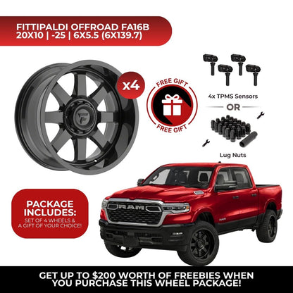 Fittipaldi Offroad FA16B 20x10 6x139.7 4pcs | Fits RAM 1500 | Free TPMS Sensors or Lug Nuts
