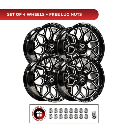 Xtreme Force XF-12 20x10 5x127 4pcs | Fits Jeep Wrangler | Free TPMS Sensors or Lug Nuts