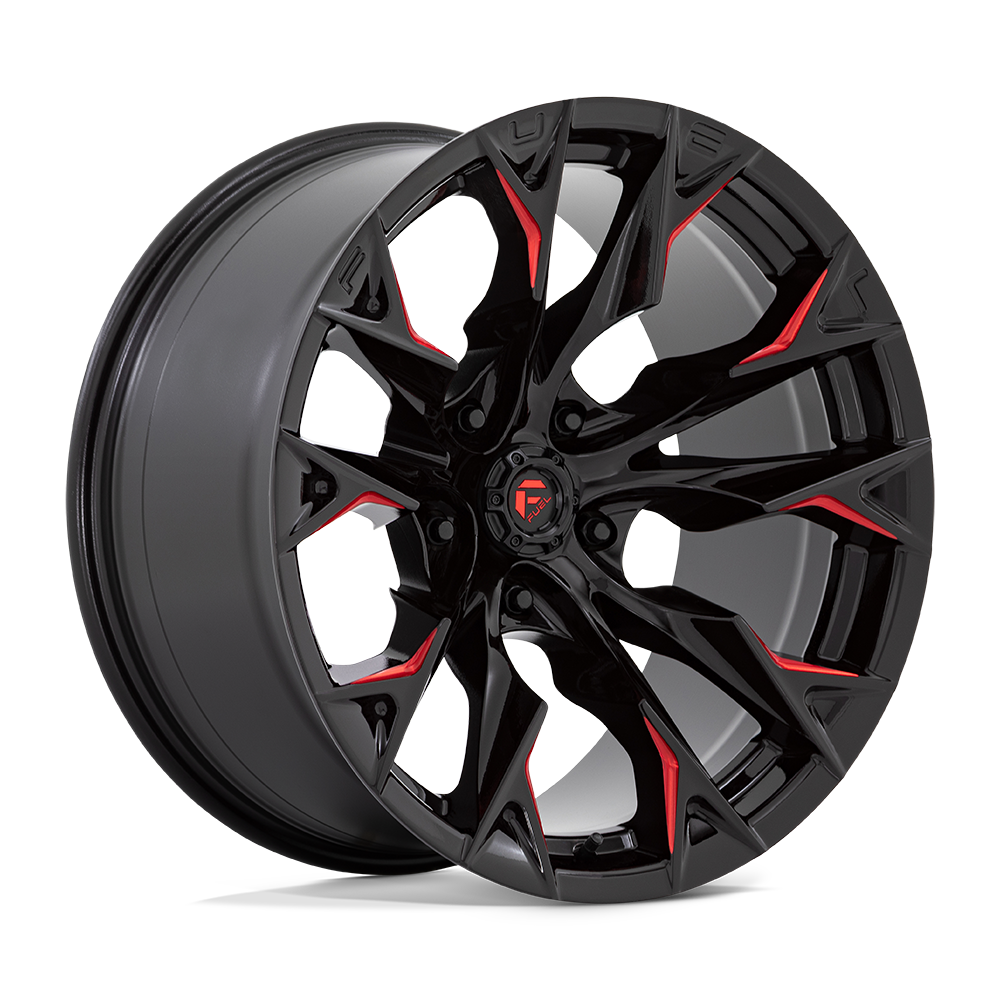 Fuel 1PC D823 FLAME 20X10 -18 5X127 GLOSS BLACK MILLED WITH CANDY RED