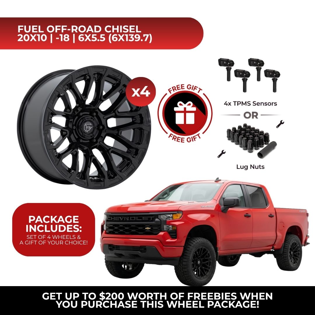 Fuel FC899 Chisel 20x10 6x139.7 4pcs | Fits Chevy Silverado 1500 | Free TPMS Sensors or Lug Nuts