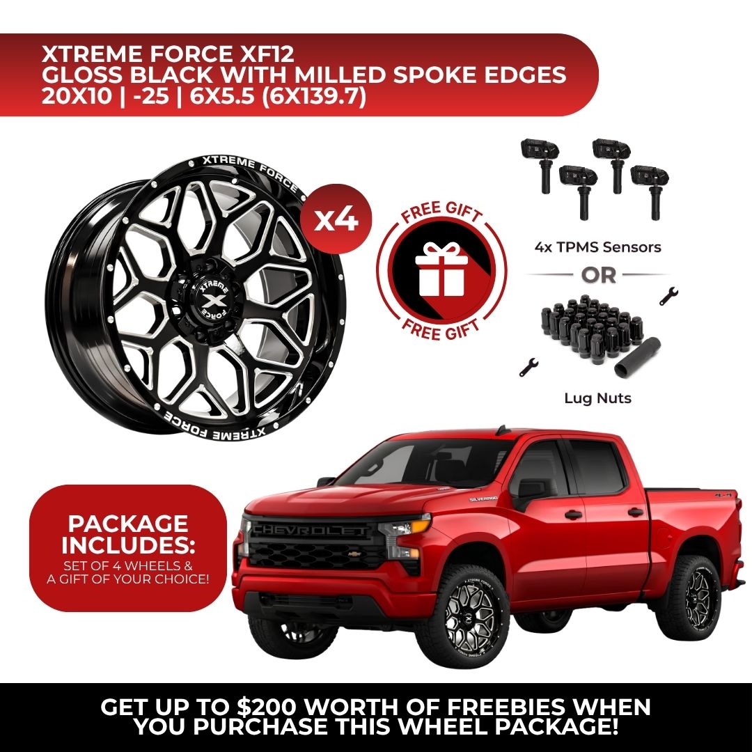 Xtreme Force XF-12 20x10 6x139.7 4pcs | Fits Chevy Silverado 1500 | Free TPMS Sensors or Lug Nuts