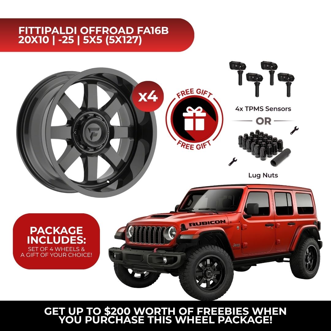 Fittipaldi Offroad FA16B 20x10 5x127 4pcs | Fits Jeep Wrangler | Free TPMS Sensors or Lug Nuts