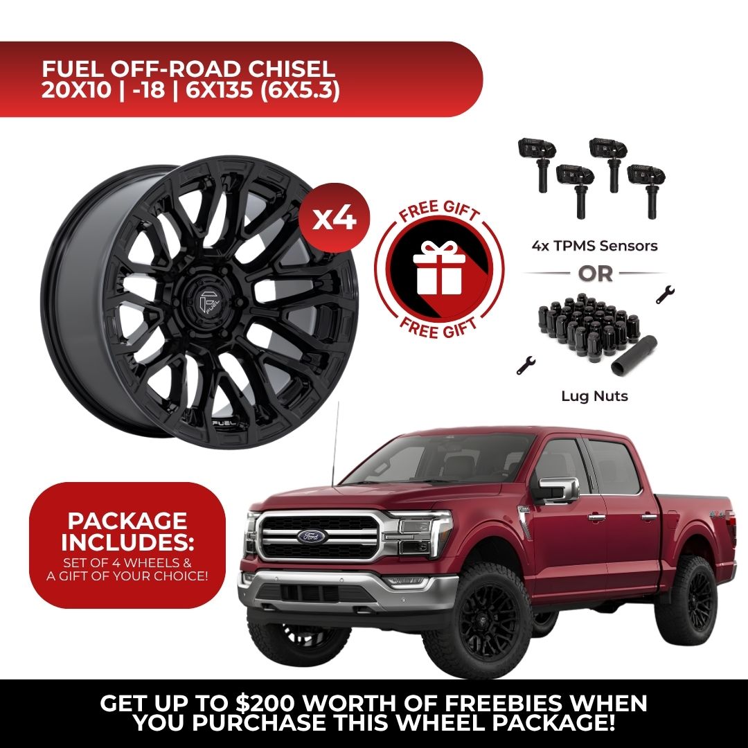 Fuel FC899 Chisel 20x10 6x135 4pcs | Fits Ford F-150 | Free TPMS Sensors or Lug Nuts