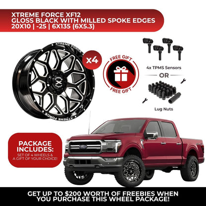 Xtreme Force XF-12 20x10 6x135 4pcs | Fits Ford F-150 | Free TPMS Sensors or Lug Nuts