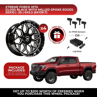 Xtreme Force XF-12 20x10 6x139.7 4pcs | Fits GMC Sierra 1500 | Free TPMS Sensors or Lug Nuts