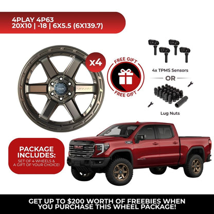 4Play 4P63 20x10 6x139.7 Bronze 4pcs | Fits GMC Sierra 1500 | Free TPMS Sensors or Lug Nuts