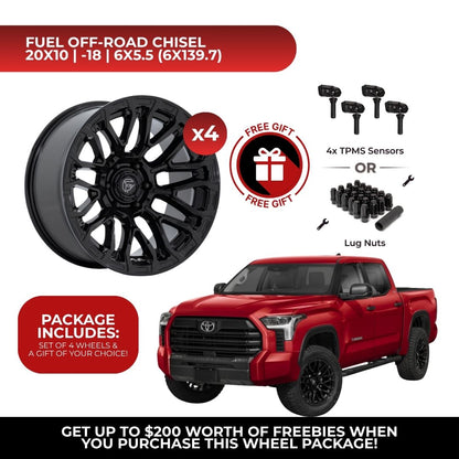 Fuel FC899 Chisel 20x10 6x139.7 4pcs | Fits Toyota Tundra | Free TPMS Sensors or Lug Nuts