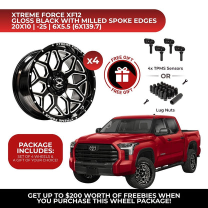 Xtreme Force XF-12 20x10 6x139.7 4pcs | Fits Toyota Tundra | Free TPMS Sensors or Lug Nuts