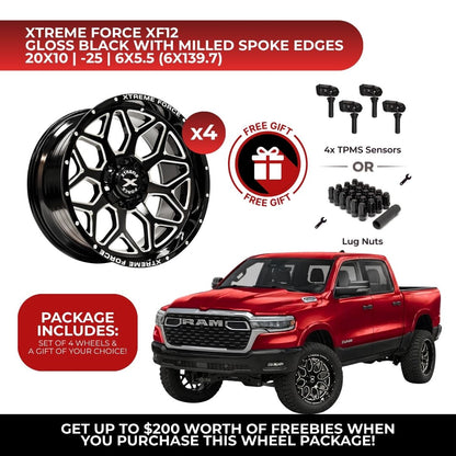 Xtreme Force XF-12 20x10 6x139.7 4pcs | Fits RAM 1500 | Free TPMS Sensors or Lug Nuts