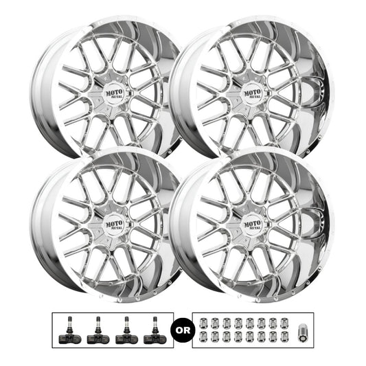 Moto Metal MO986 Siege 20x10 6x139.7 Chrome 4pcs | Fits Toyota Tundra | Free TPMS Sensors or Lug Nuts