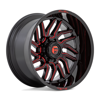 Fuel 1PC D808 HURRICANE 22X12 -44 5X127 GLOSS BLACK MILLED RED TINT