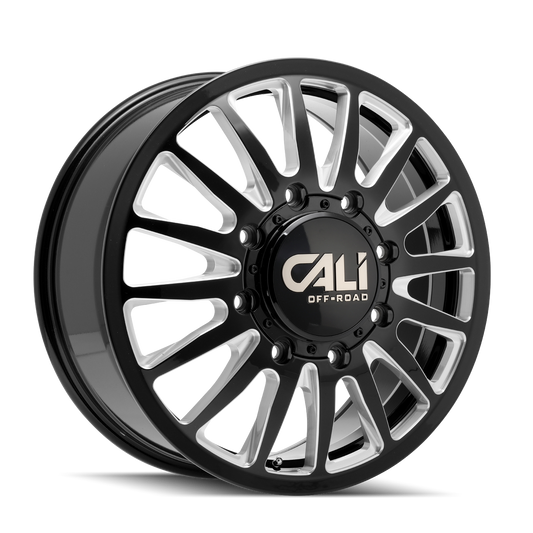 CALI OFF-ROAD SUMMIT DUALLY 9110D 20X8.25 115MM 8x200 FRONT GLOSS BLACK/MILLED SPOKES