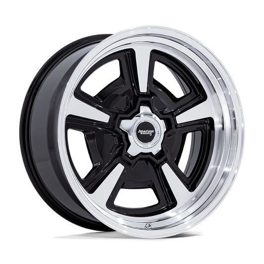 AMERICAN RACING VINTAGE VN517 MARAUDER 18x8 0 5x120.65 GLOSS BLACK MCH W/ DIA-CUT LIP