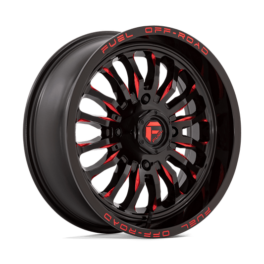 FUEL UTV D822 ARC UTV 18X7 13 4X137 GLOSS BLACK MILLED RED