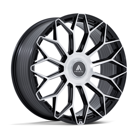 Asanti Black AB051 ENVOY - 20x10.5 20mm 5x108, 5x112, 5x114.3, 5x115, 5x120, 5x127, 5x130 Gloss Black Machined Wheel | AB051BD20050020