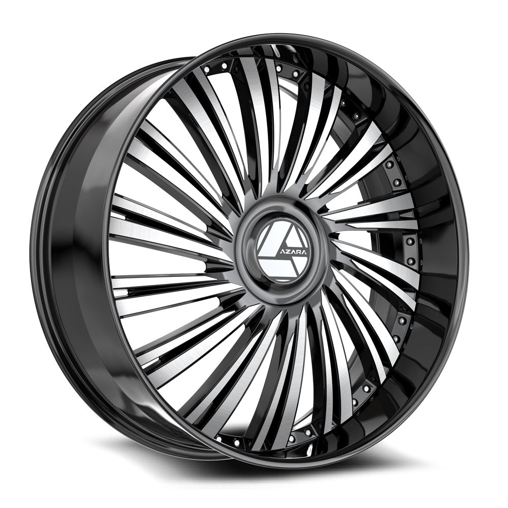 AZARA AZX-102 26X9.5 15 BLANK GLOSS BLACK & MACHINED