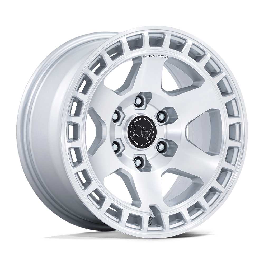 BLACK RHINO HARD ALLOYS BR022 BAHARI 17x8.5 -10 6x139.7 GLOSS SILVER W/ MACHINED FACE