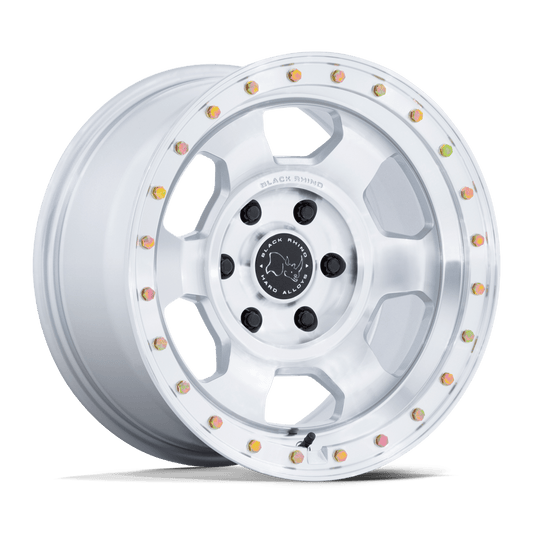 BLACK RHINO HARD ALLOYS BR029 TROOPER 17X8.5 -10 5X127 GLOSS SILVER W/ MACHINED FACE