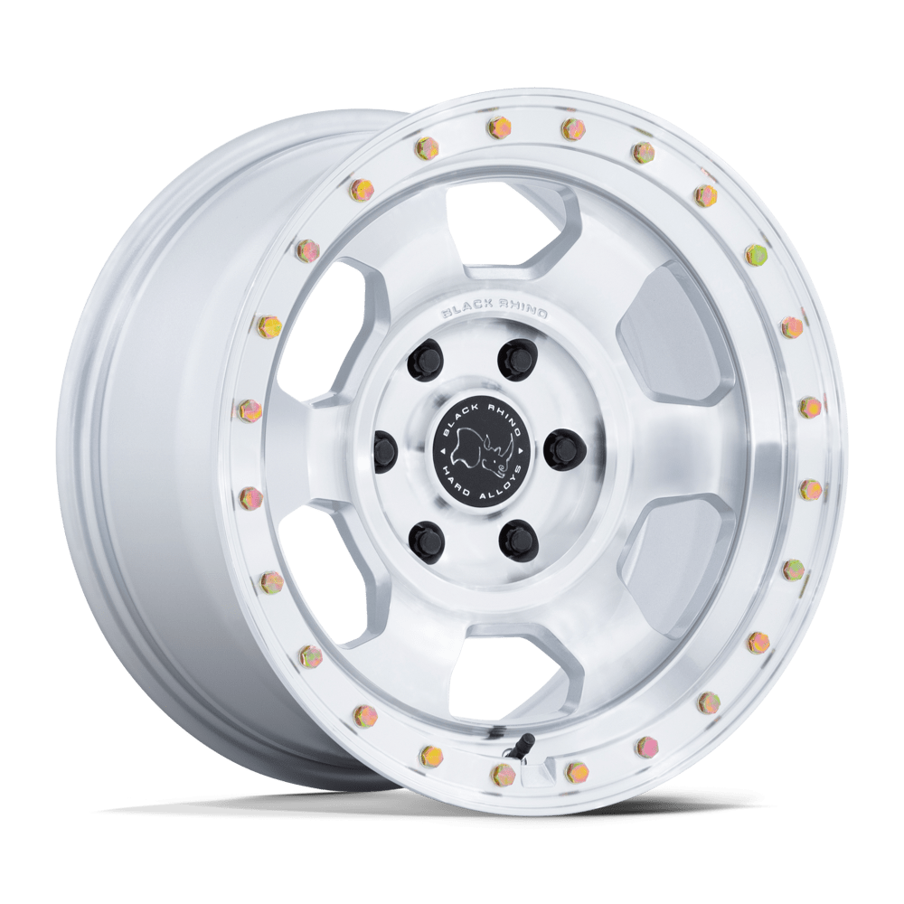 BLACK RHINO HARD ALLOYS BR029 TROOPER 17x8.5 25 6x139.7 GLOSS SILVER W/ MACHINED FACE