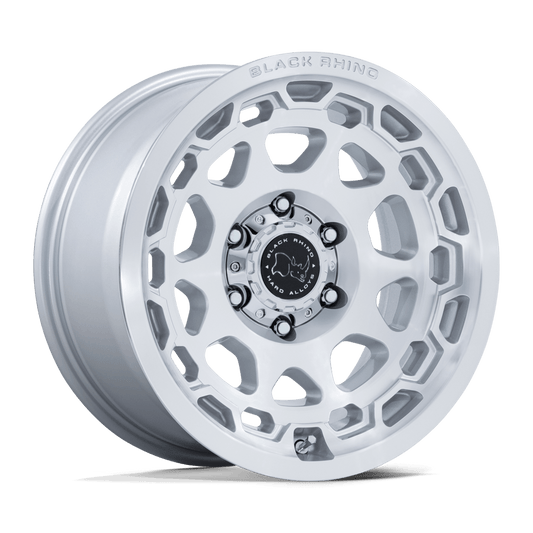 BLACK RHINO HARD ALLOYS BR026 CONGO 17X8.5 35 5X114.3 GLOSS SILVER W/ MACHINED FACE