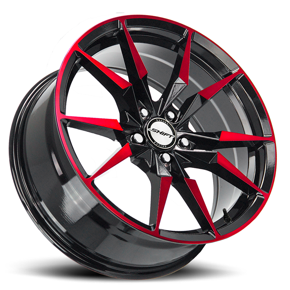 SHIFT H29 BLADE 18X8 35MM 5X100 GLOSS BLACK CANDY RED MACHINE | H29850035GBMR