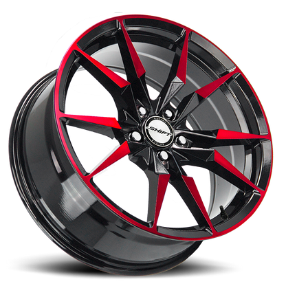 SHIFT H29 BLADE 18X8 35MM 5X100 GLOSS BLACK CANDY RED MACHINE | H29850035GBMR