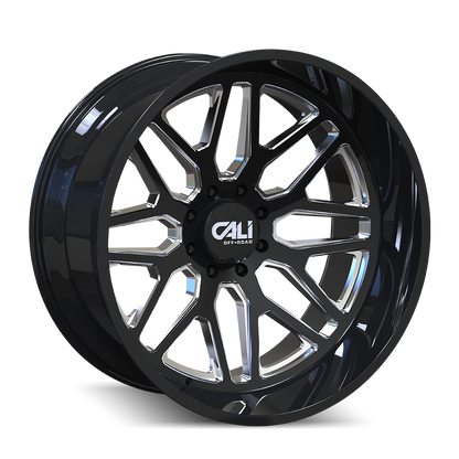 CALI OFF-ROAD INVADER 9115 24X14 -76 8x165.1 GLOSS BLACK/MILLED SPOKES