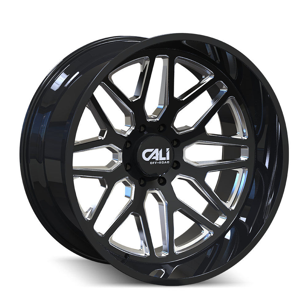 CALI OFF-ROAD INVADER 9115 20X10 -25 8x165.1 GLOSS BLACK/MILLED SPOKES