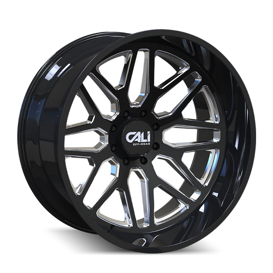 CALI OFF-ROAD INVADER 9115 22X12 -51 6x135 GLOSS BLACK/MILLED SPOKES