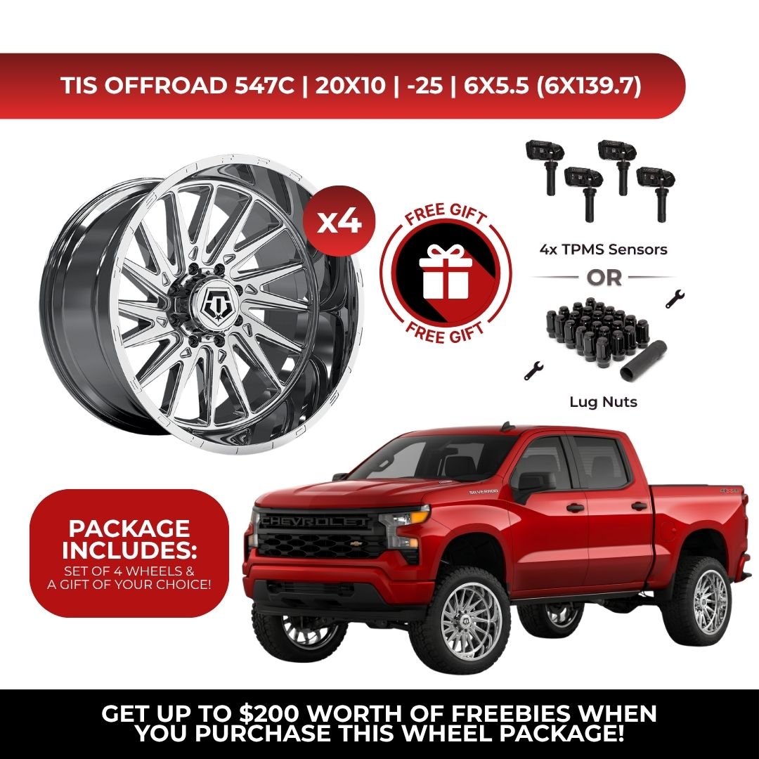 TIS 547C 20x10 -25 6x139.7 4pcs | Fits Chevy Silverado 1500 | Free TPMS Sensors or Lug Nuts