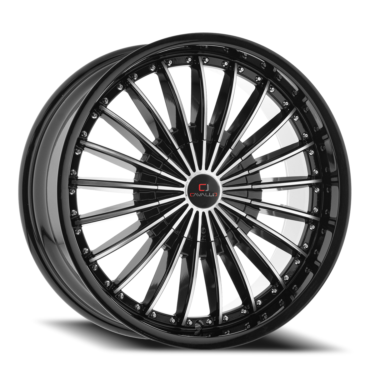 CAVALLO CLV-32 18X8 35 4X100/4X114.3 GLOSS BLACK & MACHINED
