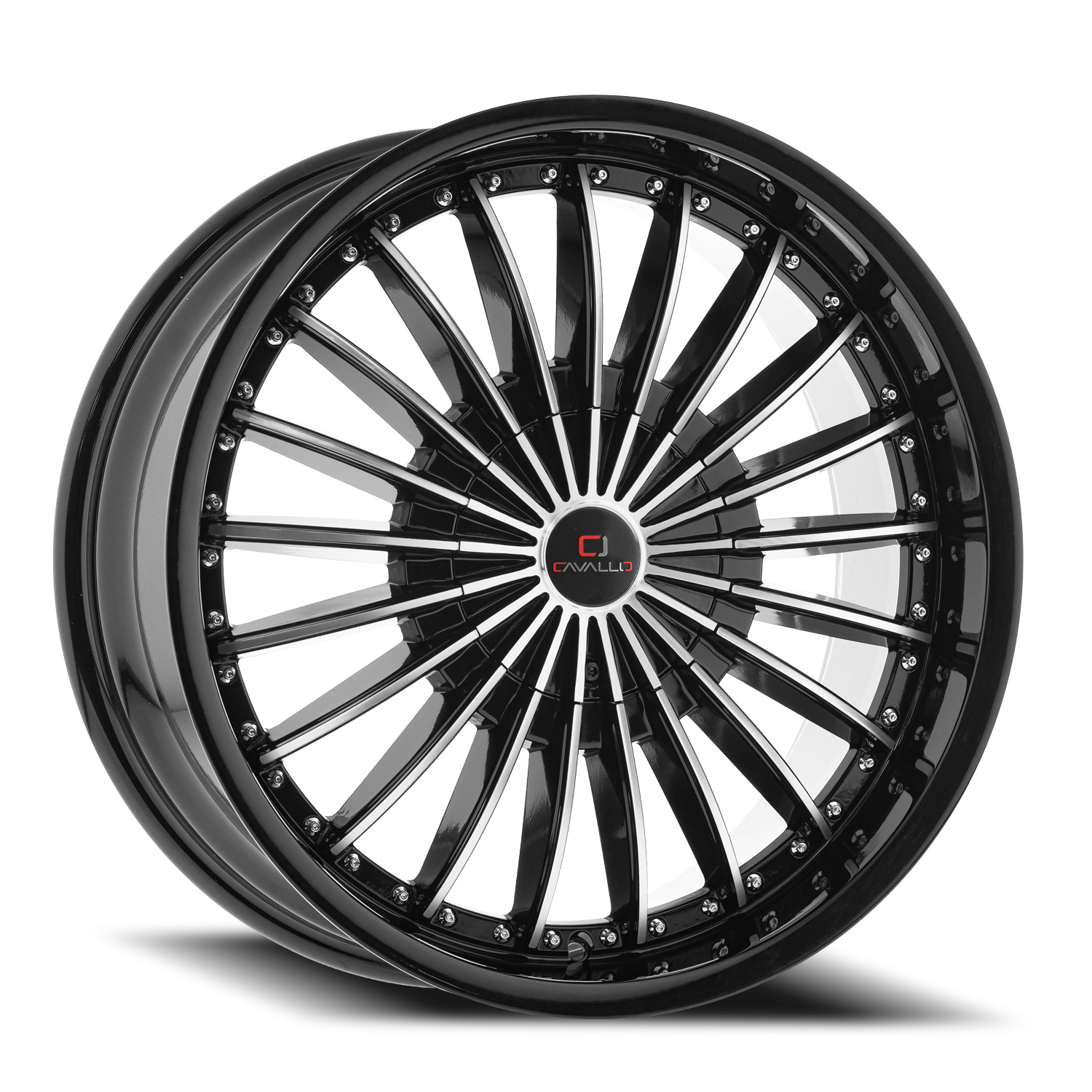 CAVALLO CLV-32 18X8 35 4X100/4X114.3 GLOSS BLACK & MACHINED