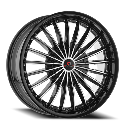 CAVALLO CLV-32 22X9.5 25 6X135/6X139.7 GLOSS BLACK & MACHINED