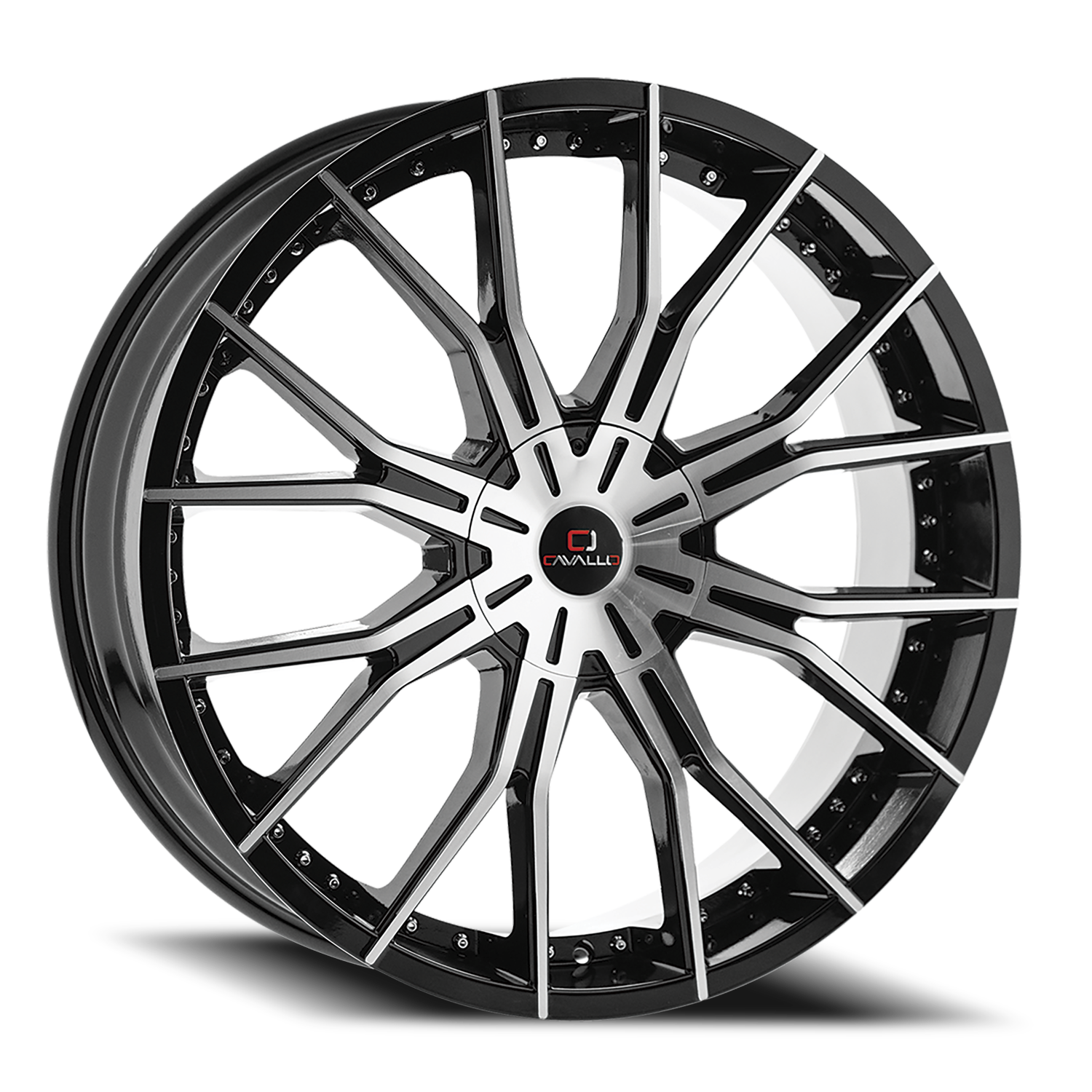 CAVALLO CLV-36 22X8.5 38 5X112/5X114.3 GLOSS BLACK & MACHINED