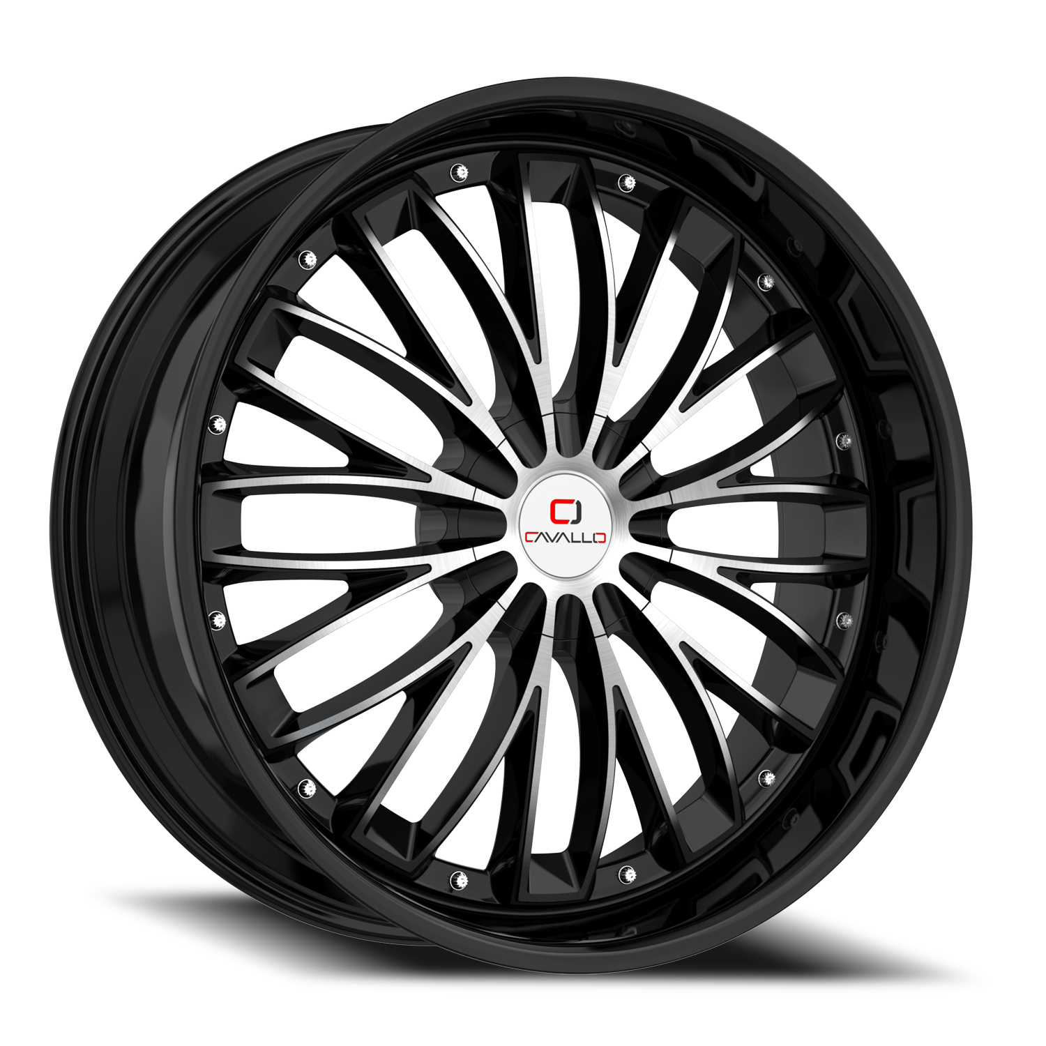 CAVALLO CLV-42 20X8.5 35 5X112/5X114.3 GLOSS BLACK & MACHINED
