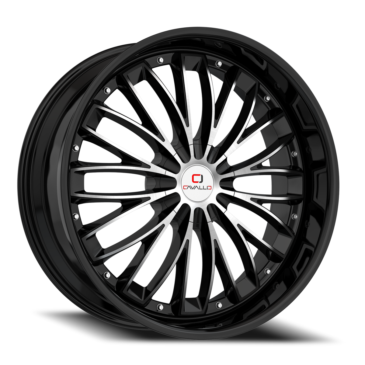 CAVALLO CLV-42 18X8 35 5X108/5X114.3 GLOSS BLACK & MACHINED