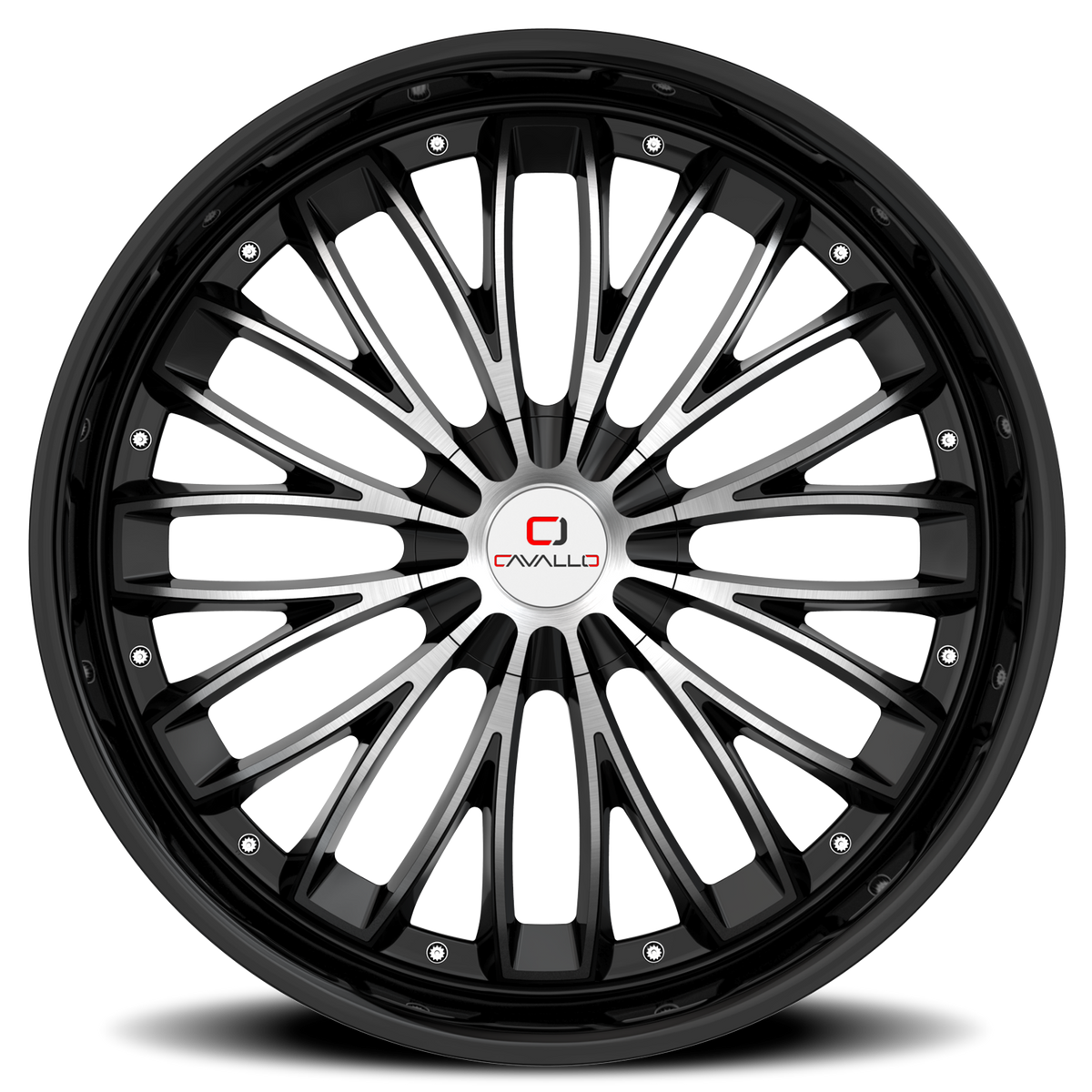 CAVALLO CLV-42 18X8 35 5X108/5X114.3 GLOSS BLACK & MACHINED