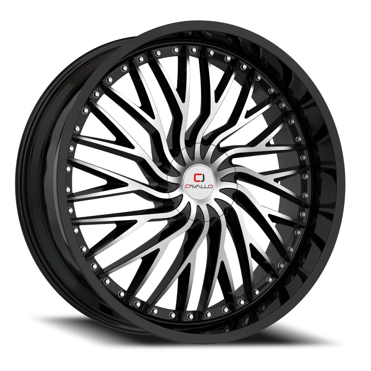 CAVALLO CLV-43 20X8.5 35 5X112/5X114.3 GLOSS BLACK & MACHINED