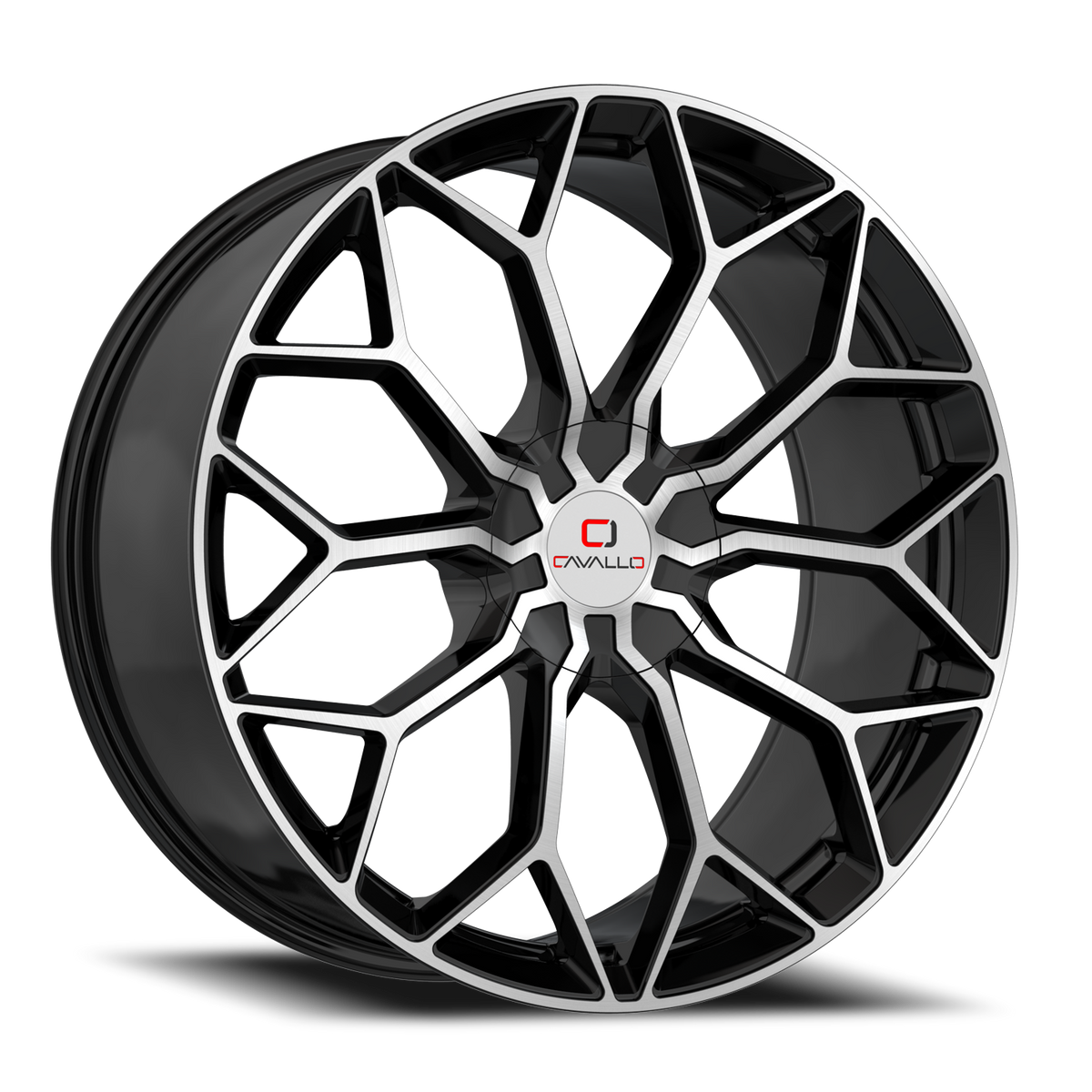 CAVALLO CLV-44 22X8.5 38 5X114.3/5X120 GLOSS BLACK & MACHINED